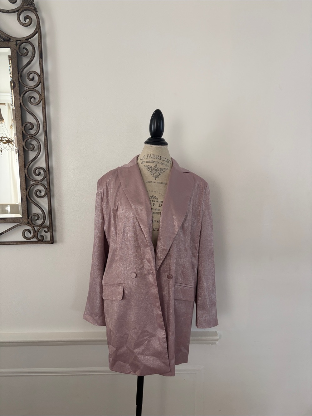 New York & Company Dusty Rose Satin Blazer